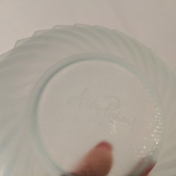 Andre Richard 1984 Green Satin Swirl Glass Cup plate & saucer Bedside Tumble Up - Picture 5 of 13